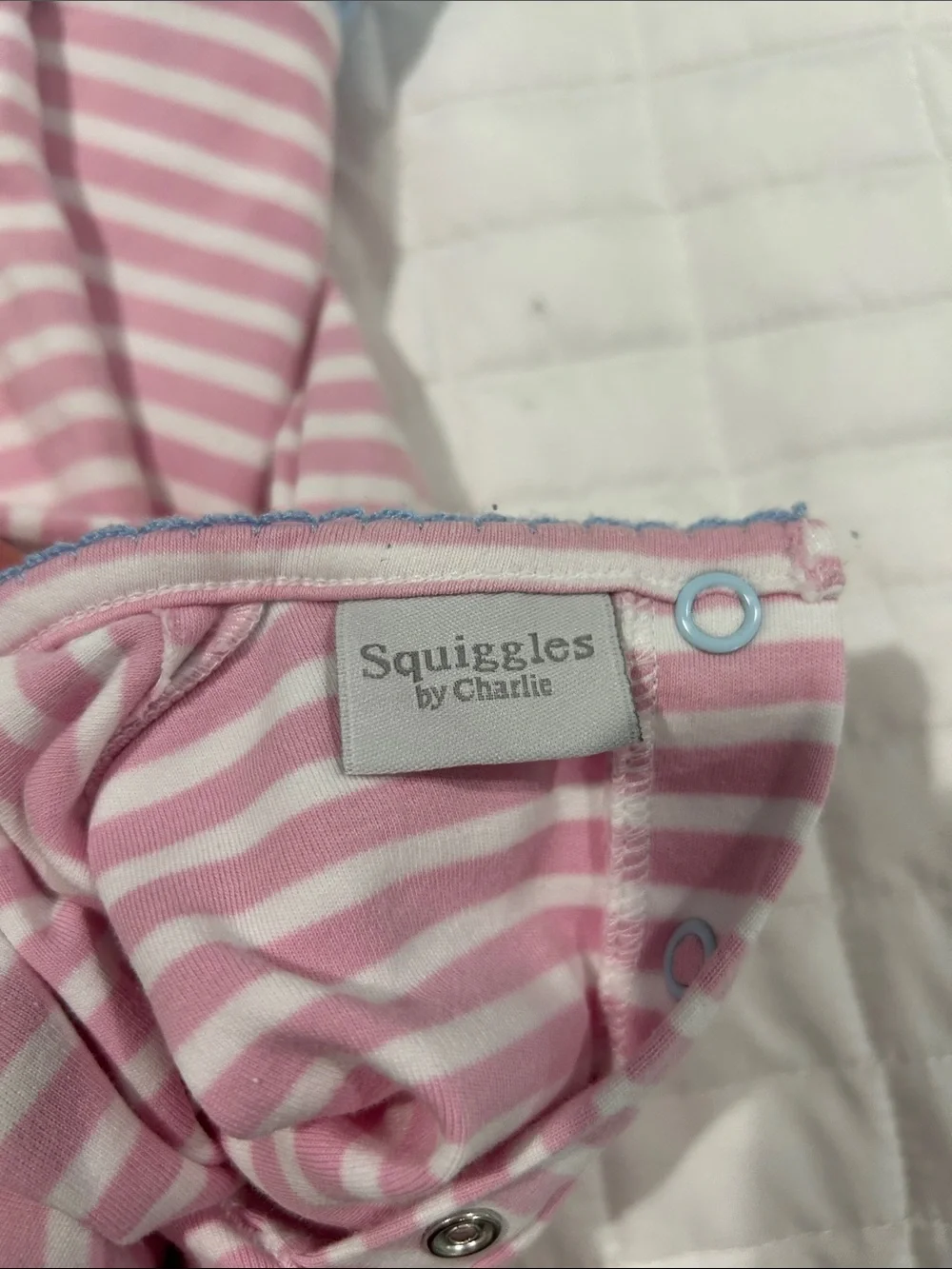 Girls' Pink & White Striped Set with Blue Ruffle Trim - Kids Matching Set